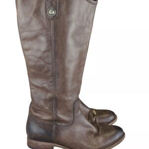 Frye slate Melissa dark brown 7.5 Leather button Boots $398.00 riding tall
